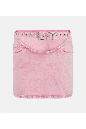 Y / PROJECT Belted denim miniskirt