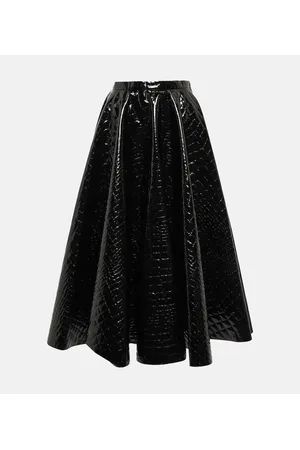 Alaïa AlaÃ¯a Croc-effect midi skirt