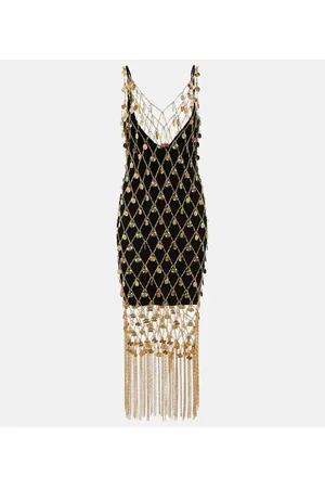 Paco rabanne Embellished brass chain midi dress
