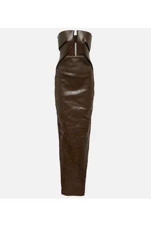 Rick Owens Strapless coated denim gown