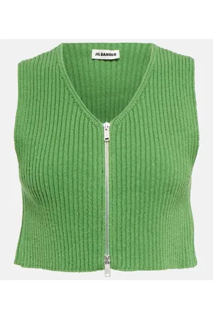 Jil Sander Ribbed-knit cotton crop top