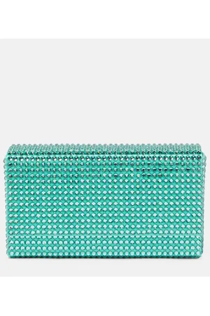 Amina Muaddi Paloma Micro embellished satin clutch