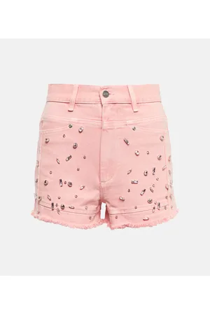 XU ZHI Crystal-embellished denim shorts