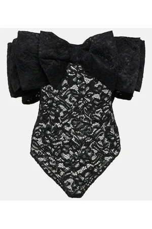 ROTATE Bow-detail lace bodysuit