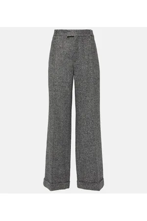 Brunello Cucinelli Herringbone wool-blend flared pants