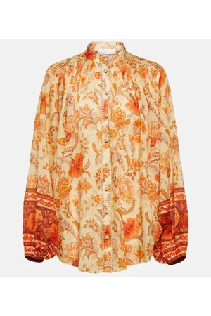 ZIMMERMANN Junie floral puff-sleeve ramie blouse