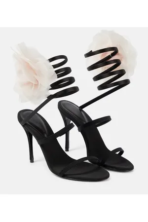 MAGDA BUTRYM Floral-appliquÃ© satin sandals