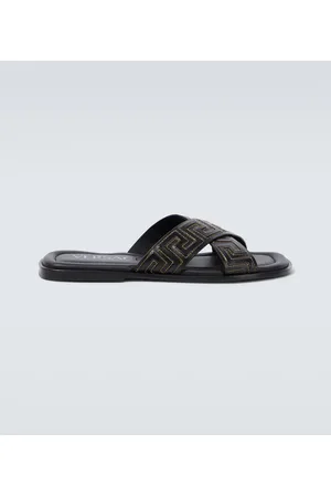 VERSACE Greca leather slides