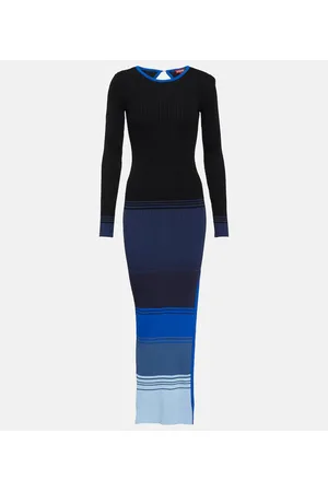 Staud Edna striped ribbed-knit maxi dress
