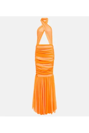 Norma Kamali Shirred halterneck gown