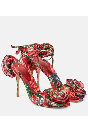 MAGDA BUTRYM Floral-appliquÃ© satin slingback sandals