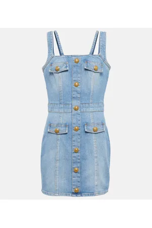 Balmain Embellished denim minidress