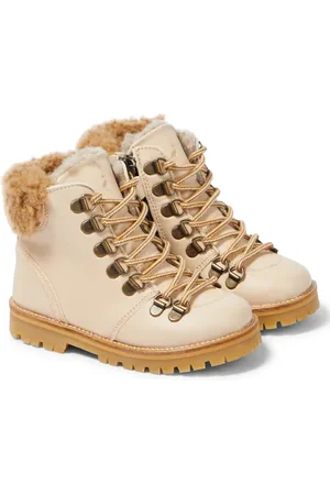 Petit Nord Shearling-trimmed leather booties