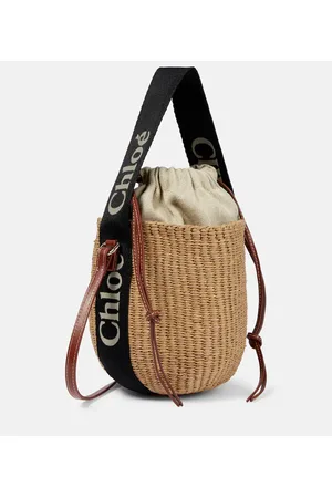 Chloé ChloÃ© Woody Mini leather-trimmed bucket bag