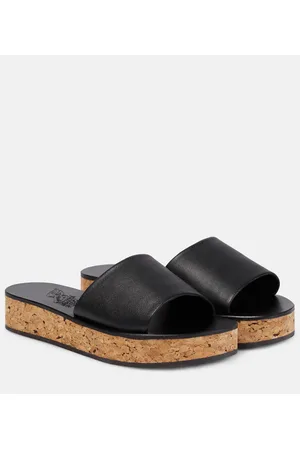 Ancient Greek Sandals Taygete cork and leather platform slides