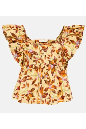 ULLA JOHNSON Romi floral cotton poplin top