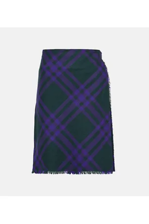 Burberry Checked wool wrap skirt