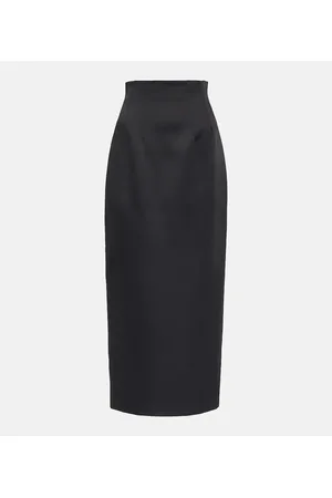 Khaite Loxley high-rise satin pencil skirt