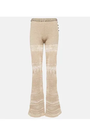 Paco rabanne Embellished crochet cotton flared pants