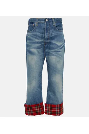 JUNYA WATANABE Checked mid-rise straight boyfriend jeans