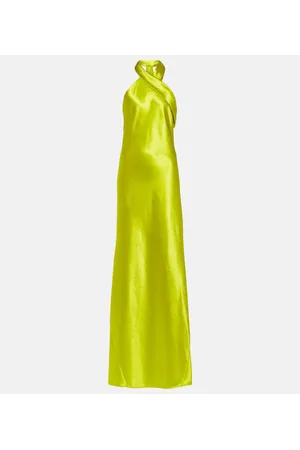 GALVAN Pandora halterneck satin maxi dress