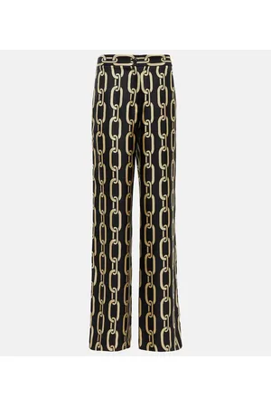 NILI LOTAN Germaine printed silk straight pants