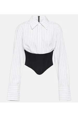 DION LEE Corset striped cotton shirt