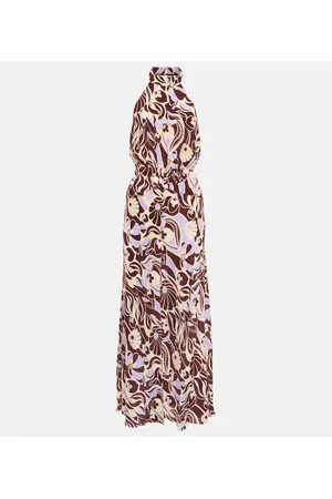 RIXO London Kendra printed halterneck silk dress