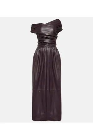 Altuzarra Corfu off-shoulder leather maxi dress