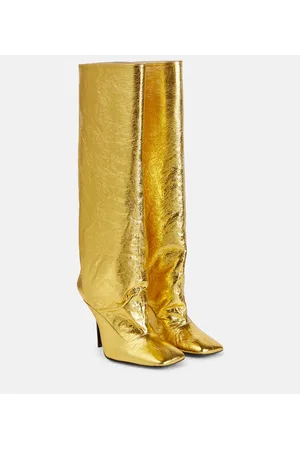 The Attico Sienna crinkled laminated leather knee-high boots 105mm