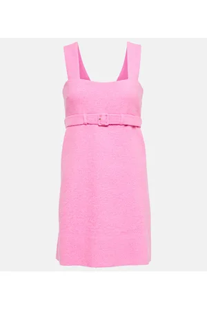 Patou Belted cotton-blend tweed minidress