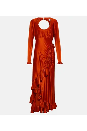 Paco rabanne Ruffled satin maxi dress