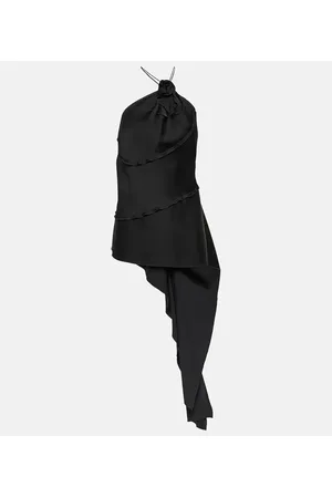 Victoria Beckham Floral-appliquÃ© draped satin top