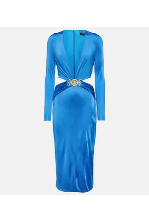 VERSACE Medusa Biggie cutout satin midi dress