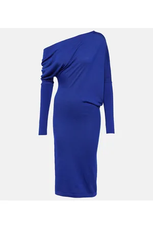 Tom Ford Off-shoulder cashmere and silk midi dress