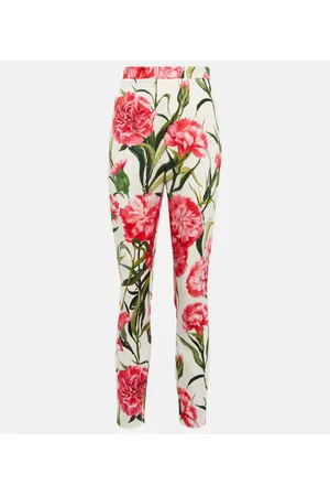 Dolce & Gabbana Floral silk-blend slim pants