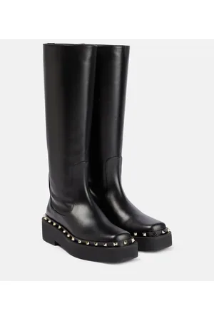 VALENTINO GARAVANI Rockstud leather knee-high boots