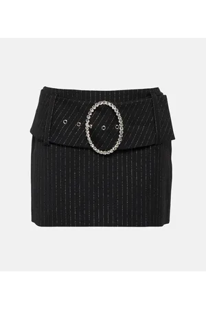 Alessandra Rich Low-rise wool-blend pinstriped miniskirt