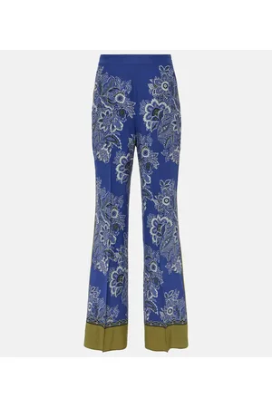 Etro Paisley high-rise silk wide-leg pants