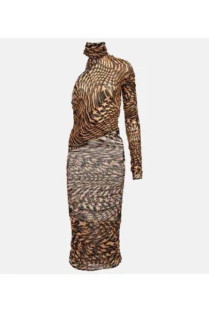 MUGLER Printed cutout mesh minidress