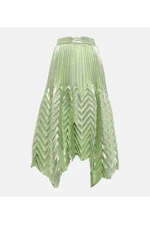 Simkhai Pleated silk-blend midi skirt
