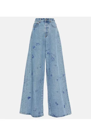 Vetements Printed low-rise wide-leg jeans