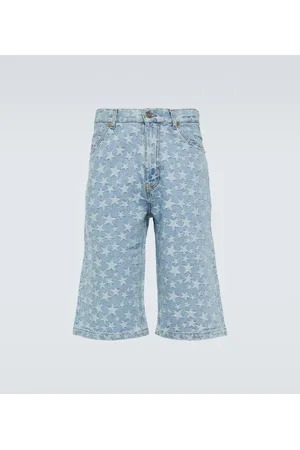 ERL Jacquard cotton denim shorts