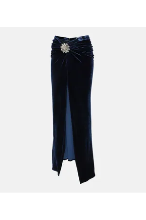 Paco rabanne Embellished velvet maxi skirt