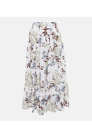 Erdem Olympia printed linen midi skirt