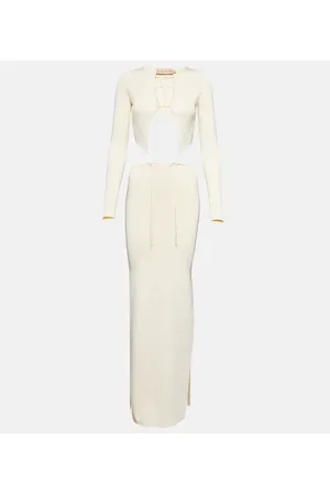AYA MUSE Ribbed-knit cutout maxi dress