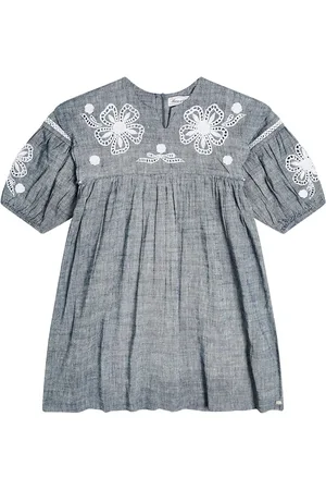 Tartine Et Chocolat Embroidered linen and cotton dress