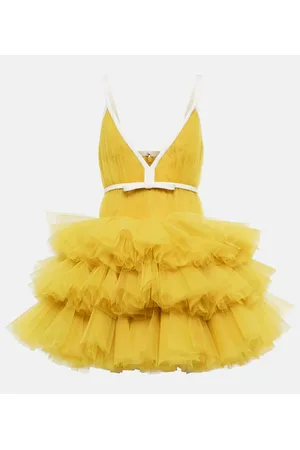 Giambattista Valli V-neck ruffled tulle minidress