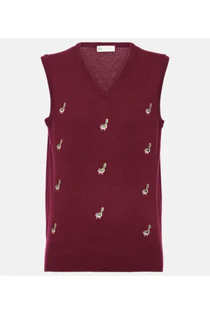 Tory Burch Embroidered cashmere sweater vest