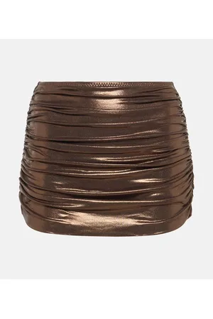 Norma Kamali Metallic ruched swim skirt